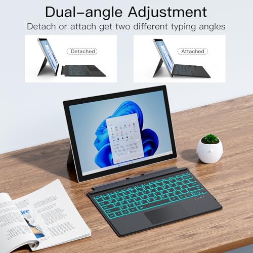 XIWMIX Keyboard for Microsoft Surface Pro 7/ Pro 7 Plus/Pro 6/ Pro 5/ Pro 4 12.3"/Pro 3, Portable Bluetooth 5.2 Wireless,Multi-Gesture Touchpad 7-Color Backlit Type Cover for Surface Pro 7/7+/6/5/4/3 - Image 4