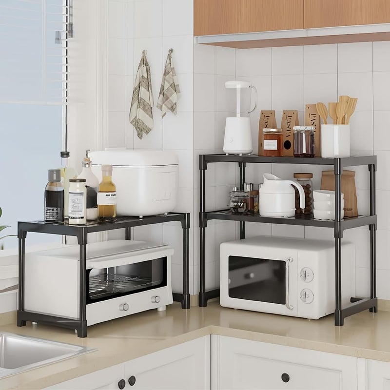 Multi-Purpose Kitchen Storage Rack – 2-Tier Microwave Stand – Heavy-Duty Metal Organizer for Cookware, Utensils & Spices - Image 3