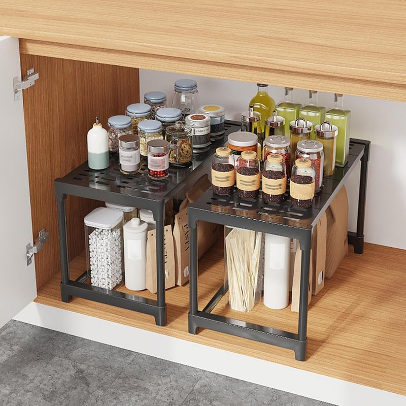 Multi-Purpose Kitchen Storage Rack – 2-Tier Microwave Stand – Heavy-Duty Metal Organizer for Cookware, Utensils & Spices - Image 4