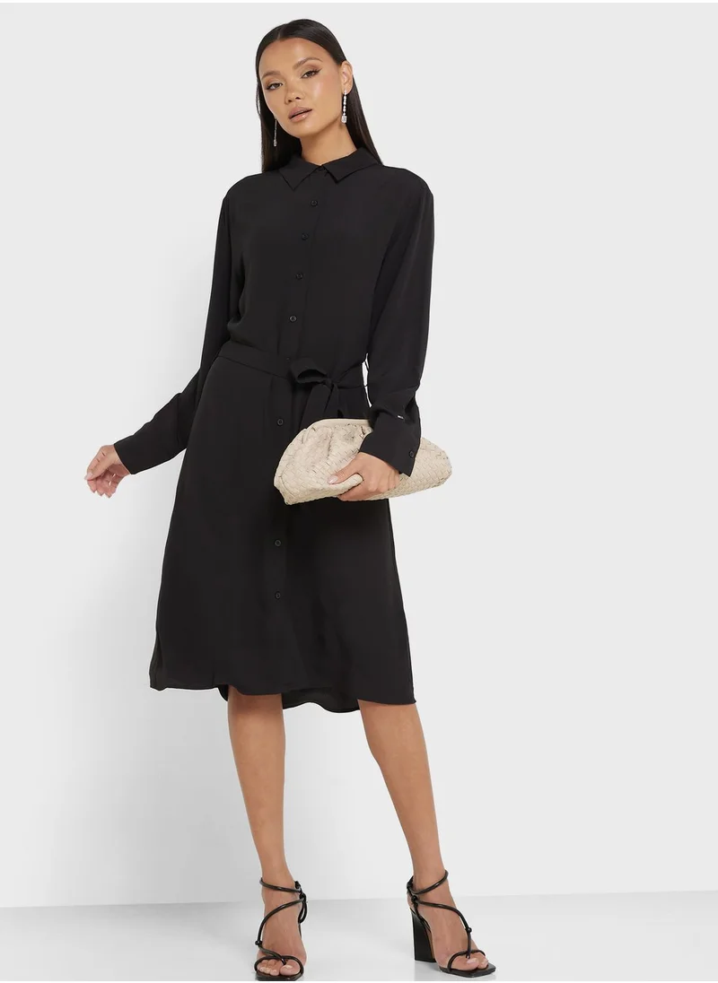 TOMMY HILFIGER Button Down Tie Detail Dress