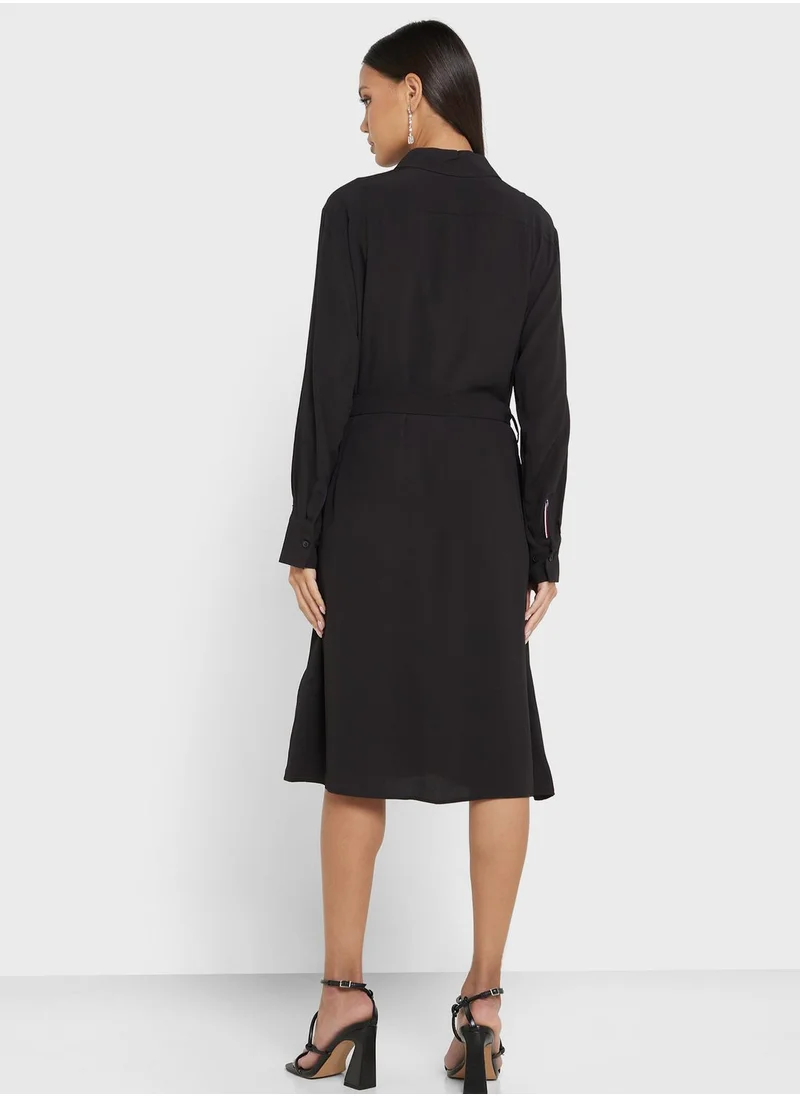 TOMMY HILFIGER Button Down Tie Detail Dress
