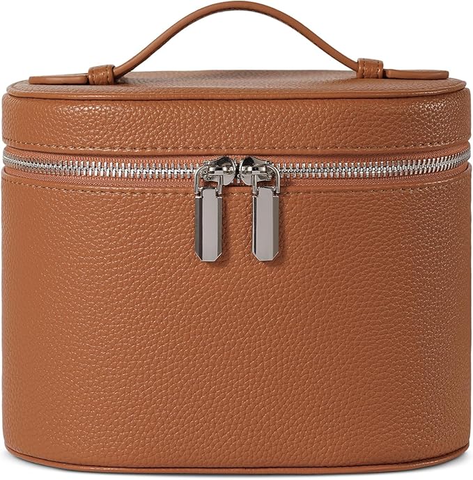 honitty Makeup Bag Travel Makeup Bag with Compartments and Handle Portable Toiletry Bag for Women - Image 1
