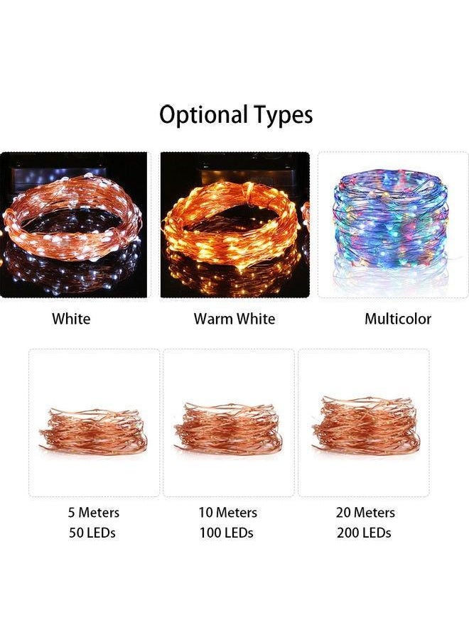 Generic 100-LED Copper Wire String Light With Remote Control And Battery Case Multicolour 10meter  - Image 3
