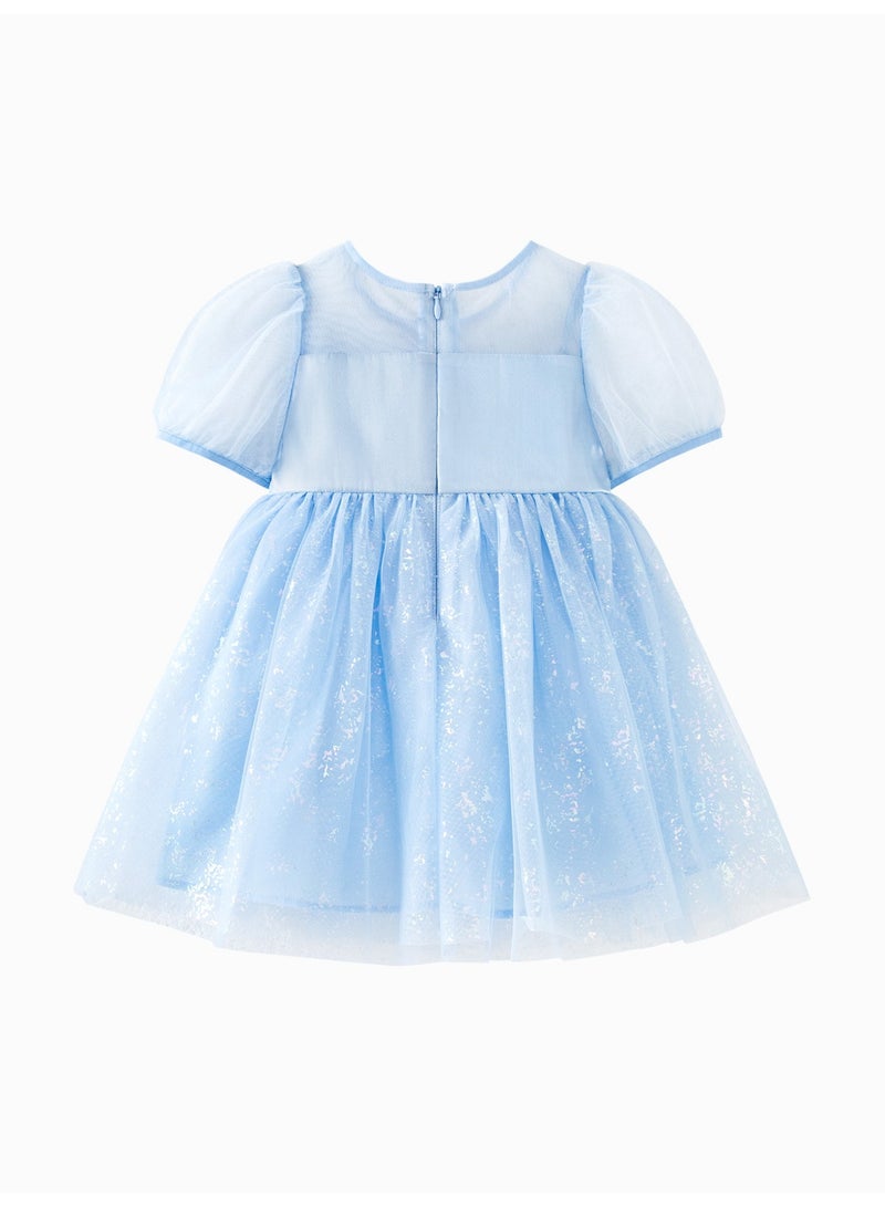 mini bala Girls Enchanting Mermaid - Inspired Short Sleeve Dress, Soft Breathable Tulle Fabric, Shimmering Sequins, Scalloped Details, Back Zipper Closure, Perfect for Beach Days, Birthday Parties and Special Occasions Children's Dress - Image 5