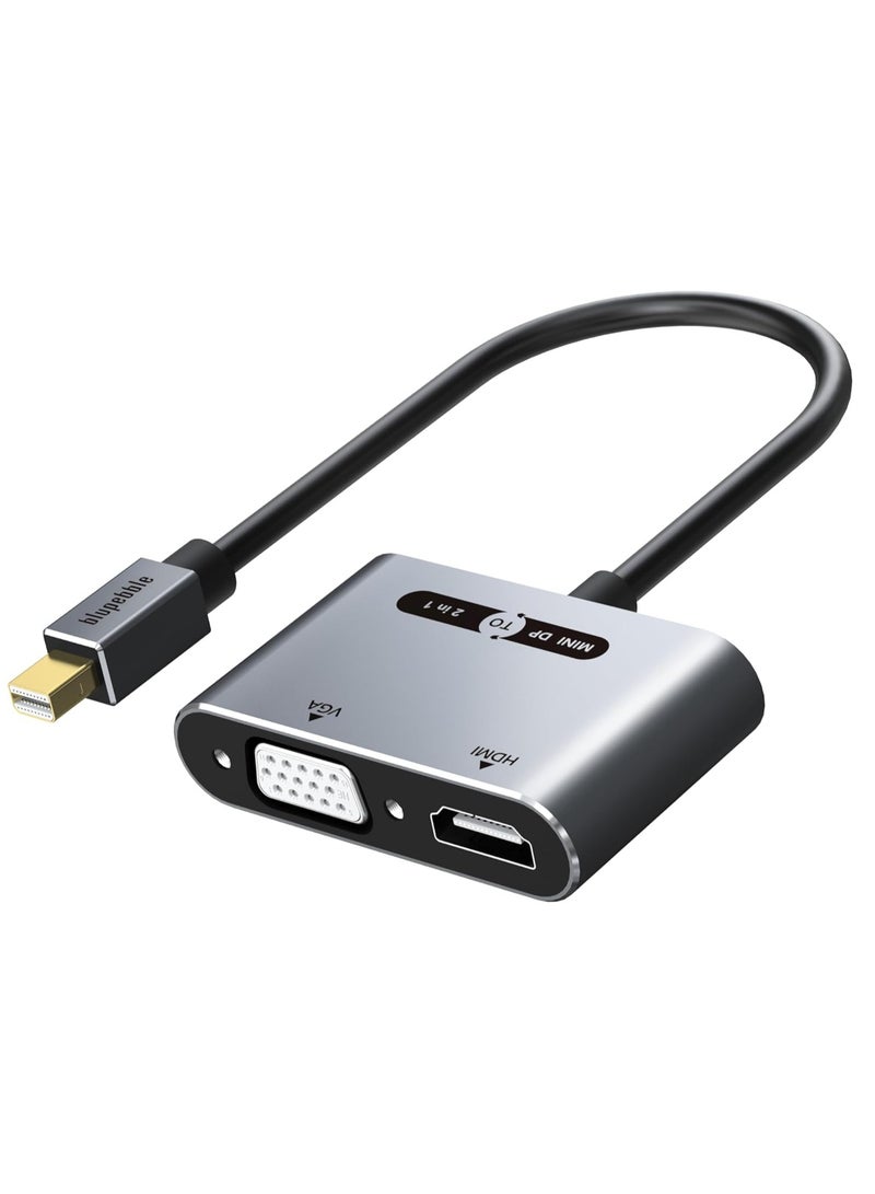 Blupebble Mini DisplayPort to HDMI VGA Adapter Converter 4K Thunderbolt 2.0 Compatible for Apple Mac Book Air MacBook Pro to VGA HDMI, Surface Pro Surface book laptop 2, Surface Studio - Black