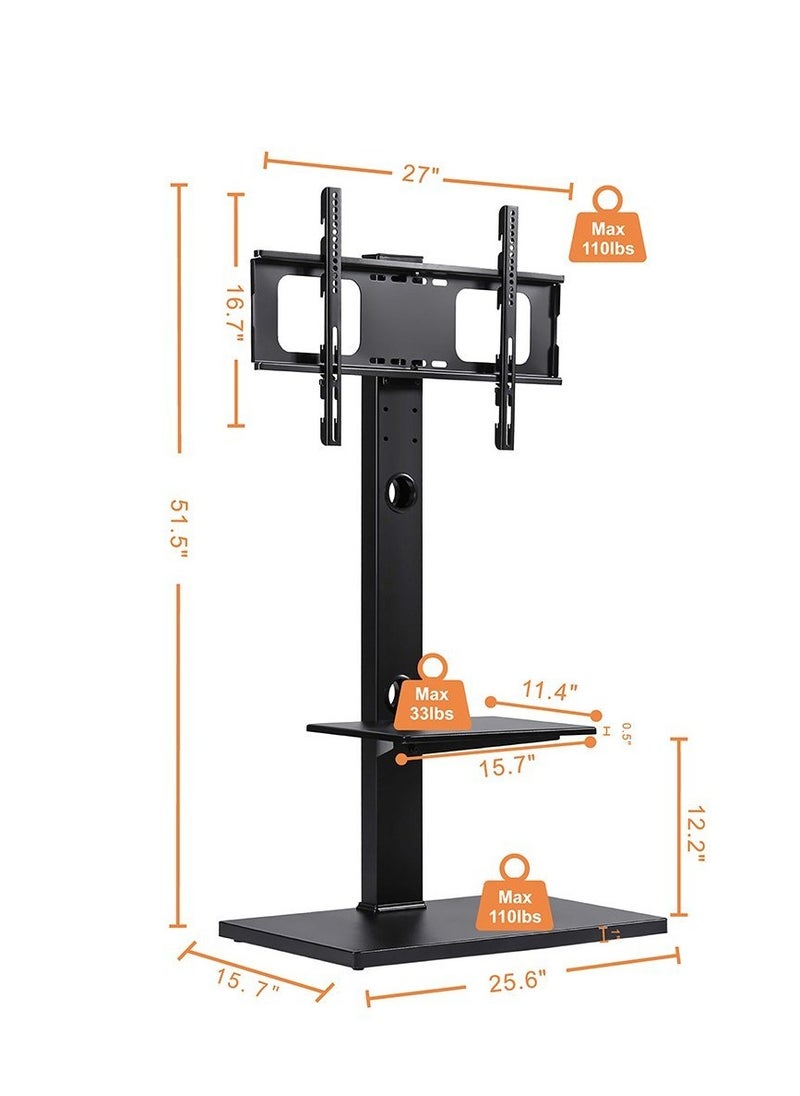 Floor TV Stand with MDF Shelf for 32-60 inch LCD TV,Height Adjustable TV Stand with Cable Management for Liveing Room