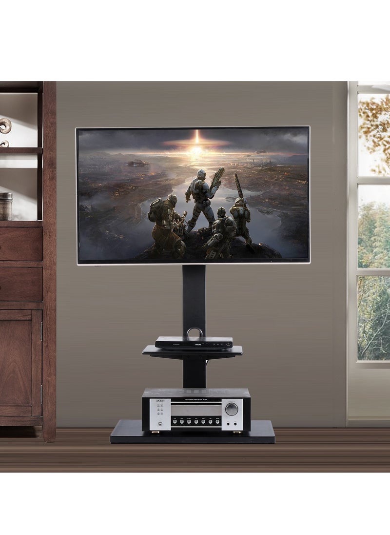 FlashHawk Floor TV Stand with MDF Shelf for 32-60 inch LCD TV,Height Adjustable TV Stand with Cable Management for Liveing Room  - Image 2