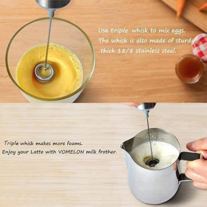 COPPS Milk Frother Handheld Travel Coffee Frother Milk Streamer Foam Maker Drink Mixer With 2 Stainless Steel Whisks For Hot Chocolate Batteries Included Silver - Image 5