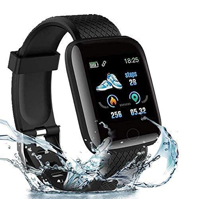 Smart Watch ID116 Plus Bluetooth Fitness Smart Watch with Waterproof Body Functions Like Steps & Calorie Counter, Heart Rate Monitor, Message, Call Reminder Activity Tracker (Unisex | Black), Cellular
