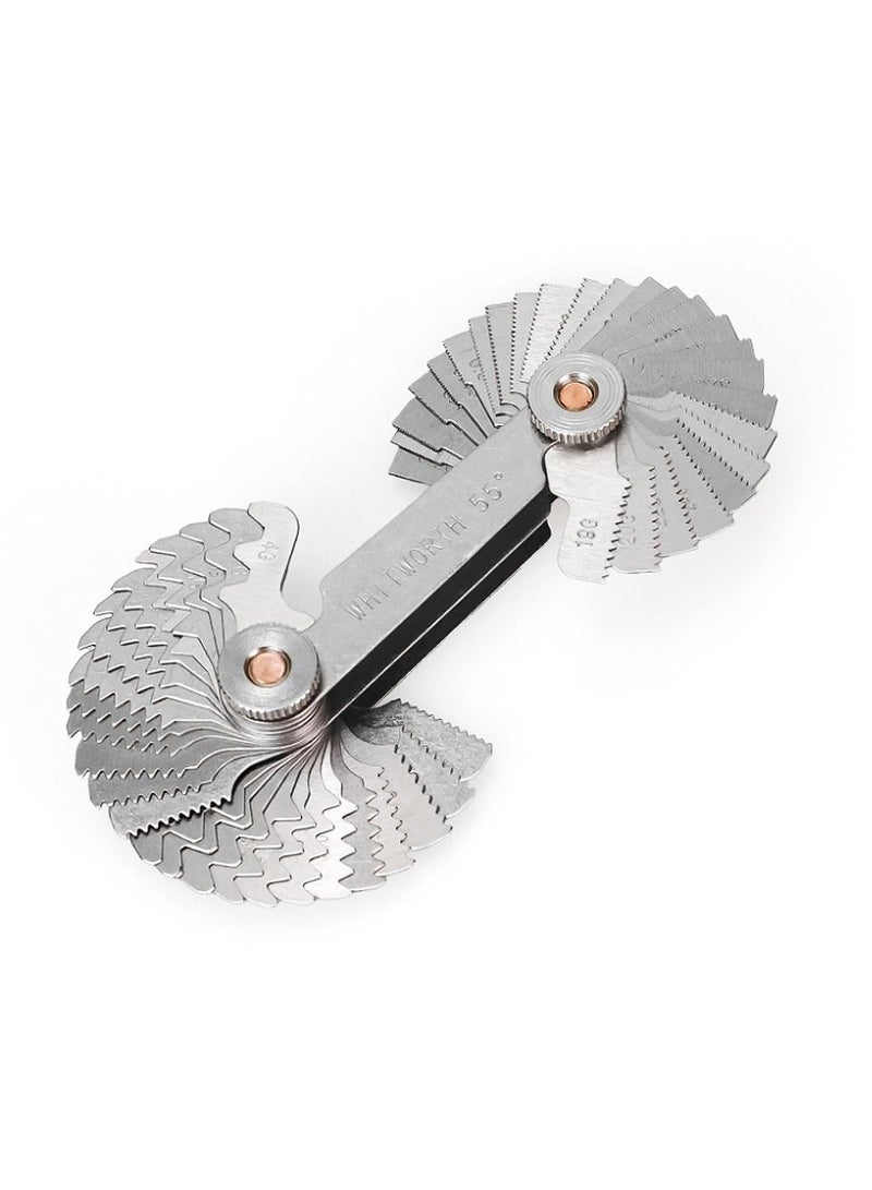 Thread Pitch Gauges Measure Tool Set, Stainless Steel Thread Gauges, Metric & Imperial Screw Gauge SAE Whitworth 55 Degree & Metrisch 60 Degree Thread Pitch Gauge for Industrial Measurement - Image 1