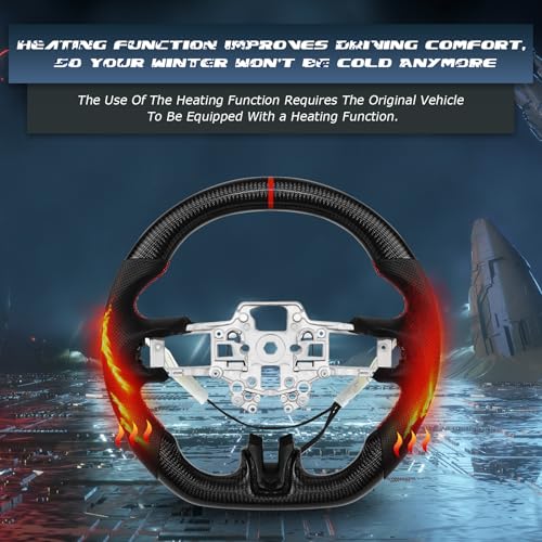 VOONKE Real Carbon Fiber Steering Wheel D-shaped With stitching Nappa Perforated Leather Flat-bottom Steering Wheel With heating function For Mustang EcoBoost/GT/Shelby GT350/GT350R 2018-2023 - Image 2