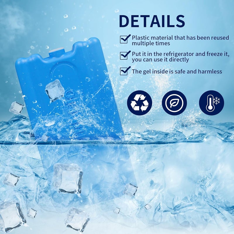 WORLD-BIO Ice Packs for Cooler Long Lasting Reusable Freezer Packs for Lunch Box, Lunch Bag, Cooler Bag for Work, School, Picnic, Camping, Fishing and More, Keep Beverages Foods Cold & Fresh - Image 4