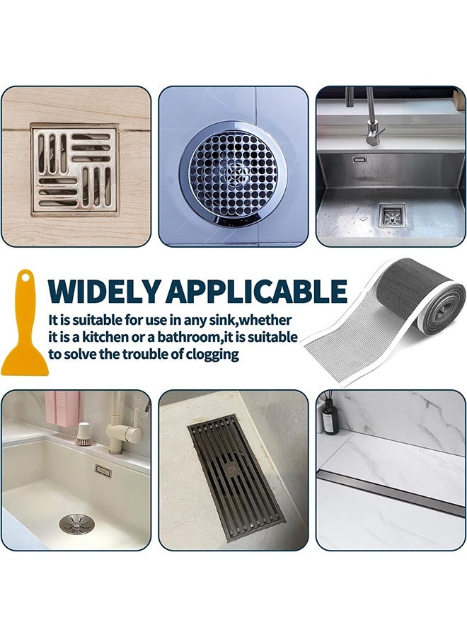 Self Adhesive Shower Drain Hair Catcher Mesh Sticker  Shower Drain Hair Catcher Cutable Shower Drain Hair Catcher with Cleaning Shovel for Bathroom Kitchen Sink 10cm*10m - Image 5