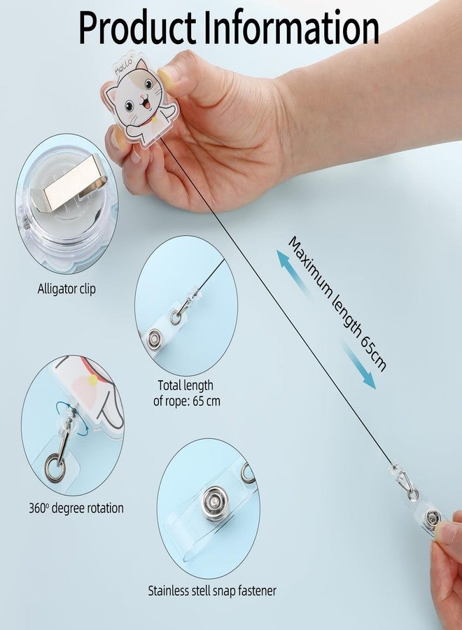 ARPOVIST 8 Pcs Cute Badge Reel Retractable ID Holder with Clip, Fun Cartoon Animals Bear,Cat,Bear Paw Designs for Nurses, Doctors, Teachers, Office & Hospital Staff, Nursing Student Accessories - Image 3