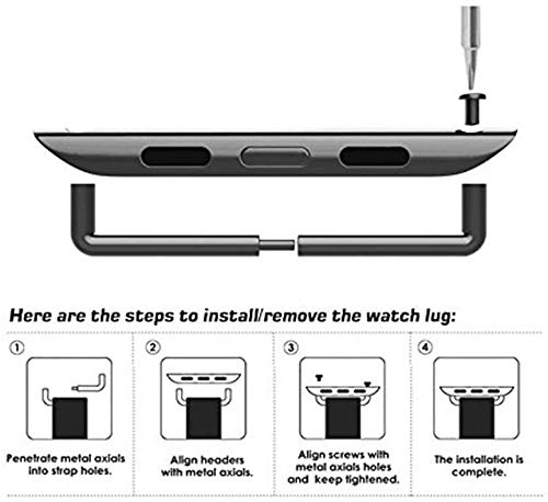 LOOKSEVEN 4 Pack Watch Band Connector Kit Watch Strap with Replacement Tool Compatible with Watch Adapter 42mm 44mm 45mm 49mm(Black) - Image 3