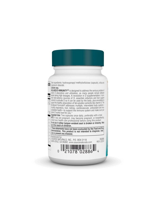 Source Naturals Source Naturals Wellness D-mmunity, Bio-Aligned Vitamin D Immune Formula, Supports Optimal Absorbtion and Utilization*, 125 mcg (5,000 IU) D-3-30 Vegetarian Capsules  - Image 3