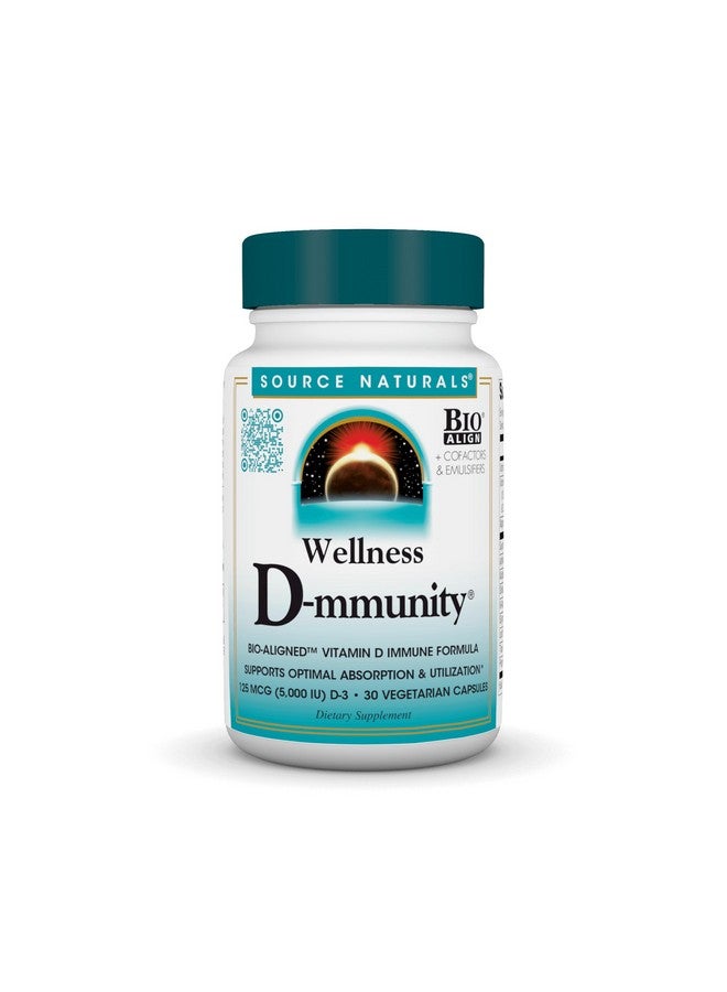 Source Naturals Source Naturals Wellness D-mmunity, Bio-Aligned Vitamin D Immune Formula, Supports Optimal Absorbtion and Utilization*, 125 mcg (5,000 IU) D-3-30 Vegetarian Capsules  - Image 1