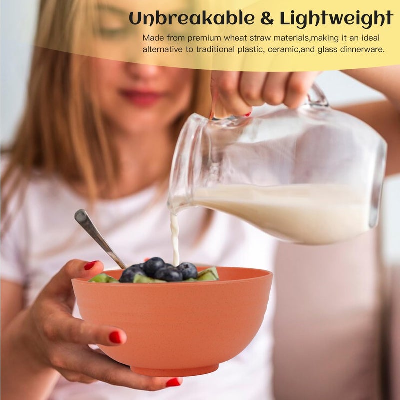 Homienly 40Piece Unbreakable Plastic Wheat Straw Dinnerware Set  Multi Color 8Person Dish Set for Dinner Plates Bowls Cups  Appetizer Plates  Perfect for Outdoor Camping - Image 4