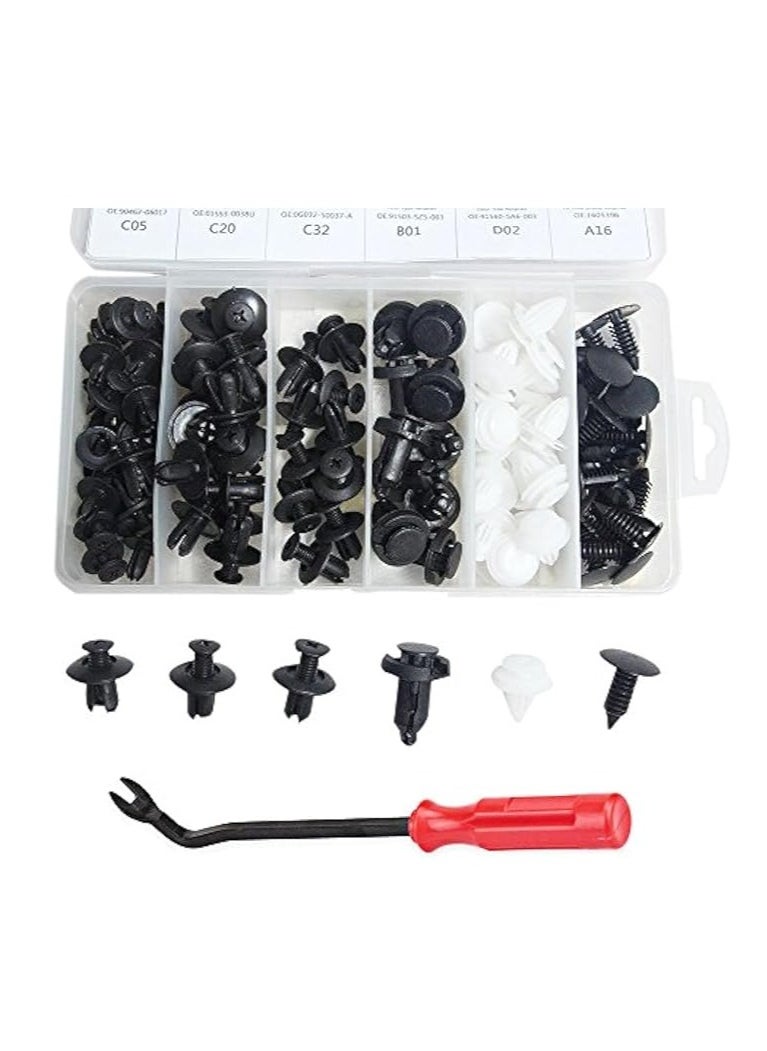 Cool Baby 100pcs Car Body Plastic Push-In Fixing Pins Rivet Fasteners Trim Clips Car Furniture Assembly Expansion Screws Kit with Removal Tool and Car Screwdriver  - Image 1