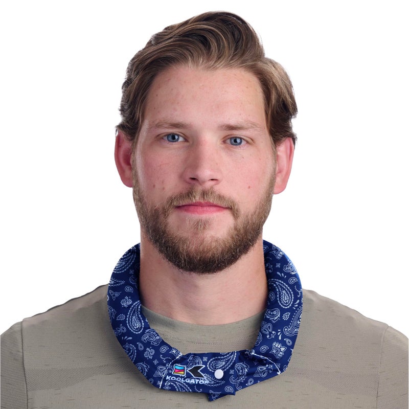KOOLGATOR Evaporative Cooling Neck Wrap Reusable Neck Cooler with Long Lasting Relief During Hot Weather Activities Sports Outdoor Work Blue Paisley 1 Pack