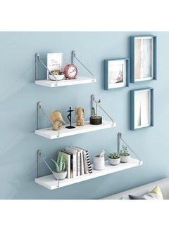 Arabest White Floating Shelf,Bedroom Living Room Decorations,Bathroom/Kitchen/Bookcase/Office Decoration with Solid Wood Wall Shelf(30+40+50cm)  - Image 1