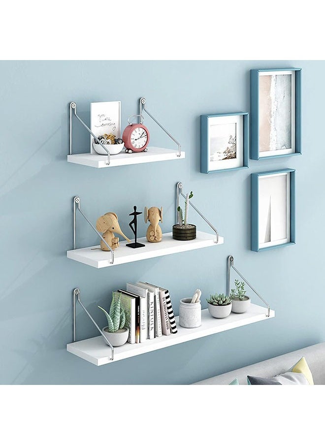Arabest White Floating Shelf,Bedroom Living Room Decorations,Bathroom/Kitchen/Bookcase/Office Decoration with Solid Wood Wall Shelf(30+40+50cm)  - Image 1