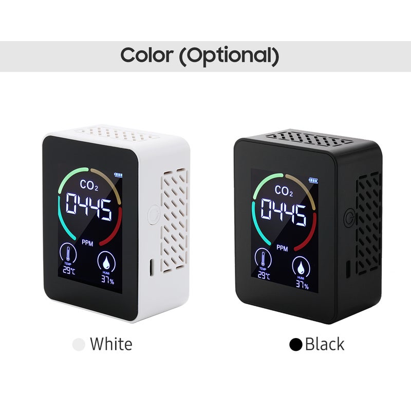2.8-inch LCD CO2 Concentration Tester Mini Carbon Dioxide Detector Humidity & Temperature Meter Air Quality Monitor 1200mAh Lithium Battery CO2 Meter - Image 2