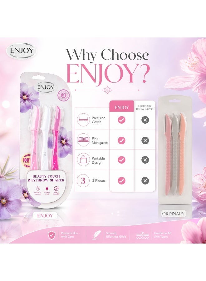 ENJOY Ultimate Precision Beauty Touch & Multi-Purpose Eyebrow Shaper – 3-Blade Pack for Flawless Brows and Smooth Skin - Image 4