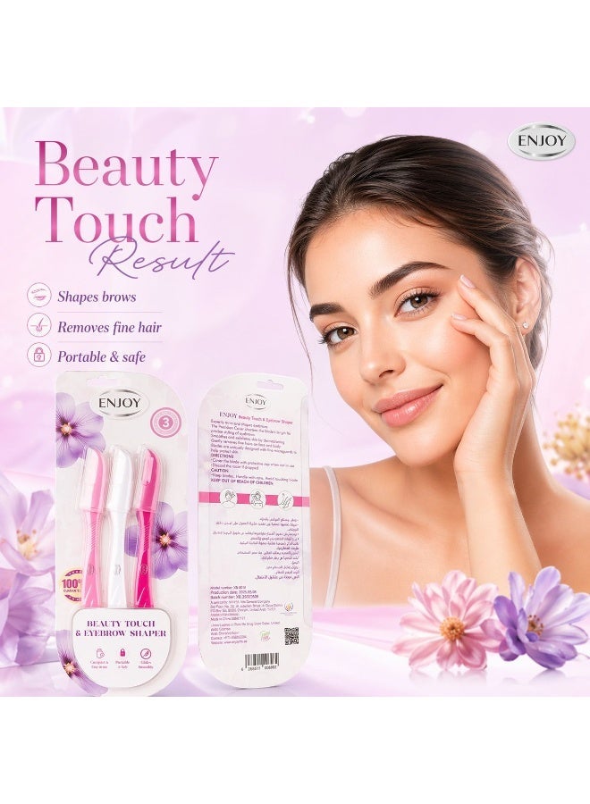 ENJOY Ultimate Precision Beauty Touch & Multi-Purpose Eyebrow Shaper – 3-Blade Pack for Flawless Brows and Smooth Skin - Image 3