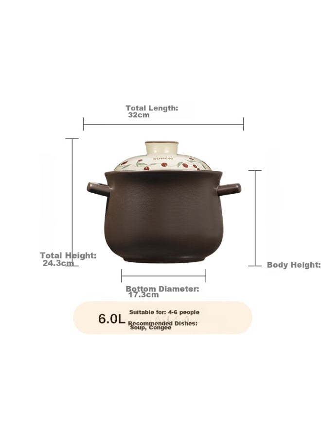 Supor Ceramic Casserole Pot For Chinese Medicine Decoction, Claypot Rice, Soup, High Temperature Resistant, Crack-resistant, Suitable For Gas Stove, 6.0l - Image 5