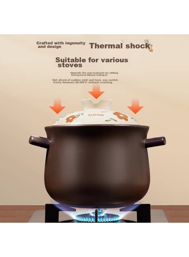 Supor Ceramic Casserole Pot For Chinese Medicine Decoction, Claypot Rice, Soup, High Temperature Resistant, Crack-resistant, Suitable For Gas Stove, 6.0l - Image 2