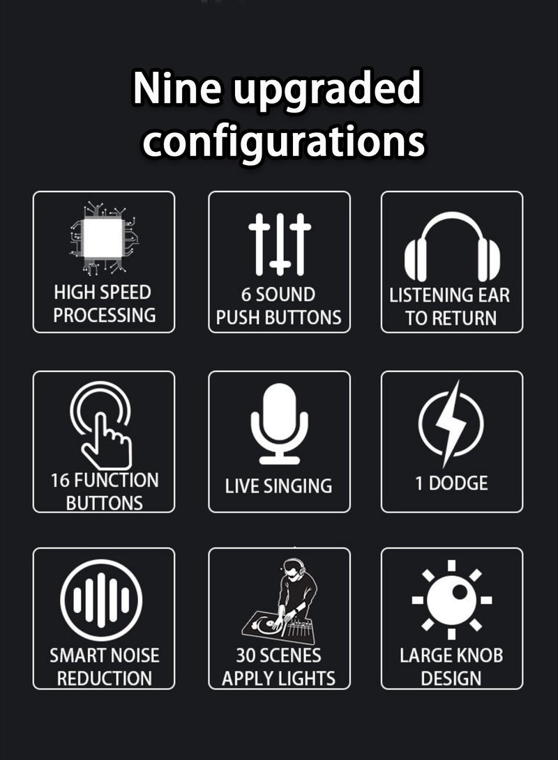 Sound Card Adjustable Audio Mixer DJ Mixer Effects And Voice Changer Podcast Production Studio Equipment  Prefect For Streaming/Podcasting/Gaming - Image 5