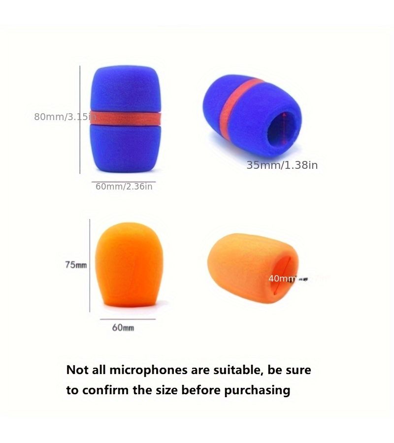 Thickened Orange Two Microphone Sponge Cover Windproof Dustproof Anti Splash U Shaped Sleeve Noise Reduction For Standard Handheld Wireless Microphone - Image 2
