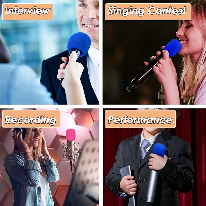 Thickened Orange Two Microphone Sponge Cover Windproof Dustproof Anti Splash U Shaped Sleeve Noise Reduction For Standard Handheld Wireless Microphone - Image 4