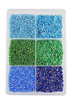 eshoppee eshoppee Glass Beads Pipes and Cut Seed for Jewellery Making DIY Kit (Blue Turquoise)  - Image 1