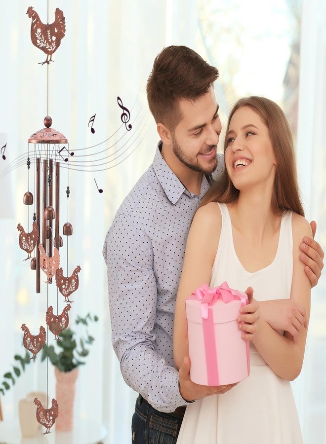 INCOK Chicken Wind Chimes for Outside - Metal Windchimes Outdoors Chicken Gifts Rooster Garden Decor with Greeting Card for Women Men Mom Grandma Birthday Home Patio Porch Backyard Yard Decoration - Image 4