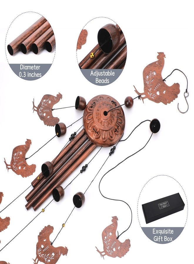 INCOK Chicken Wind Chimes for Outside - Metal Windchimes Outdoors Chicken Gifts Rooster Garden Decor with Greeting Card for Women Men Mom Grandma Birthday Home Patio Porch Backyard Yard Decoration - Image 2
