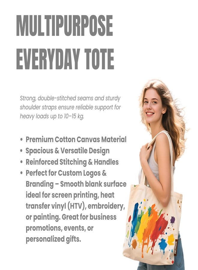 DELINGER 14x16 Inch Canvas Cotton Tote Bag 350 gsm - Reusable Shopping & Carry Bag for Custom Printing, Multiple Sizes, Long Handles, 100% Natural Fabric (6, 14x16) - Image 3
