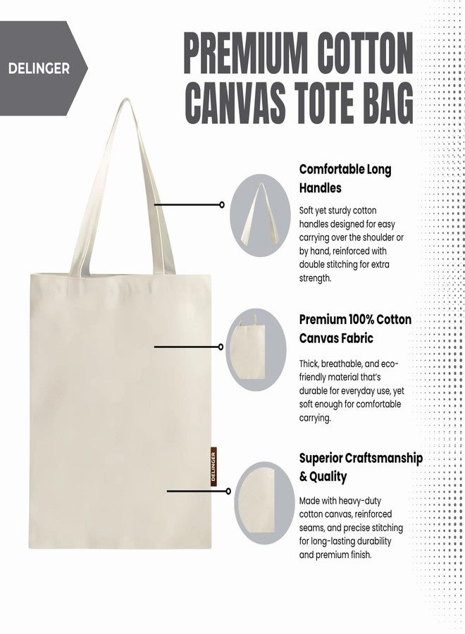 DELINGER 14x16 Inch Canvas Cotton Tote Bag 350 gsm - Reusable Shopping & Carry Bag for Custom Printing, Multiple Sizes, Long Handles, 100% Natural Fabric (6, 14x16) - Image 5