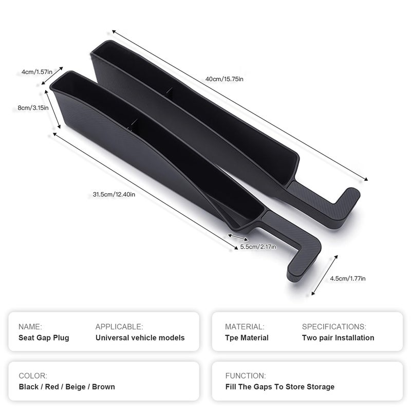 ONISMEZ 2PCS Car Seat Gap Filler Organizer,Multifunctional Car Gap Fillers with USB and Phone Holder, Universal Car Seat Storage Organizer Between Seats for Phone, Keys, Eyeglasses(Black) - Image 2