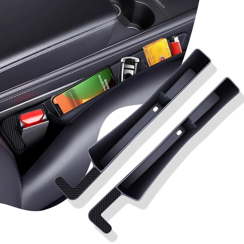 ONISMEZ 2PCS Car Seat Gap Filler Organizer,Multifunctional Car Gap Fillers with USB and Phone Holder, Universal Car Seat Storage Organizer Between Seats for Phone, Keys, Eyeglasses(Black) - Image 1