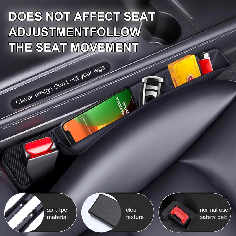 ONISMEZ 2PCS Car Seat Gap Filler Organizer,Multifunctional Car Gap Fillers with USB and Phone Holder, Universal Car Seat Storage Organizer Between Seats for Phone, Keys, Eyeglasses(Black) - Image 4