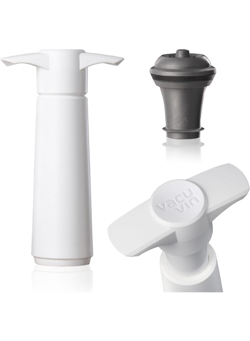 Vacu Vin Vacu Vin Wine Saver Pump White with Vacuum Stopper Grey- Quality Airtight Seal for Opened Bottles to Preserve the Freshness Up to 10 Days - Easy to Use Perfect for Every Occasion - Image 1