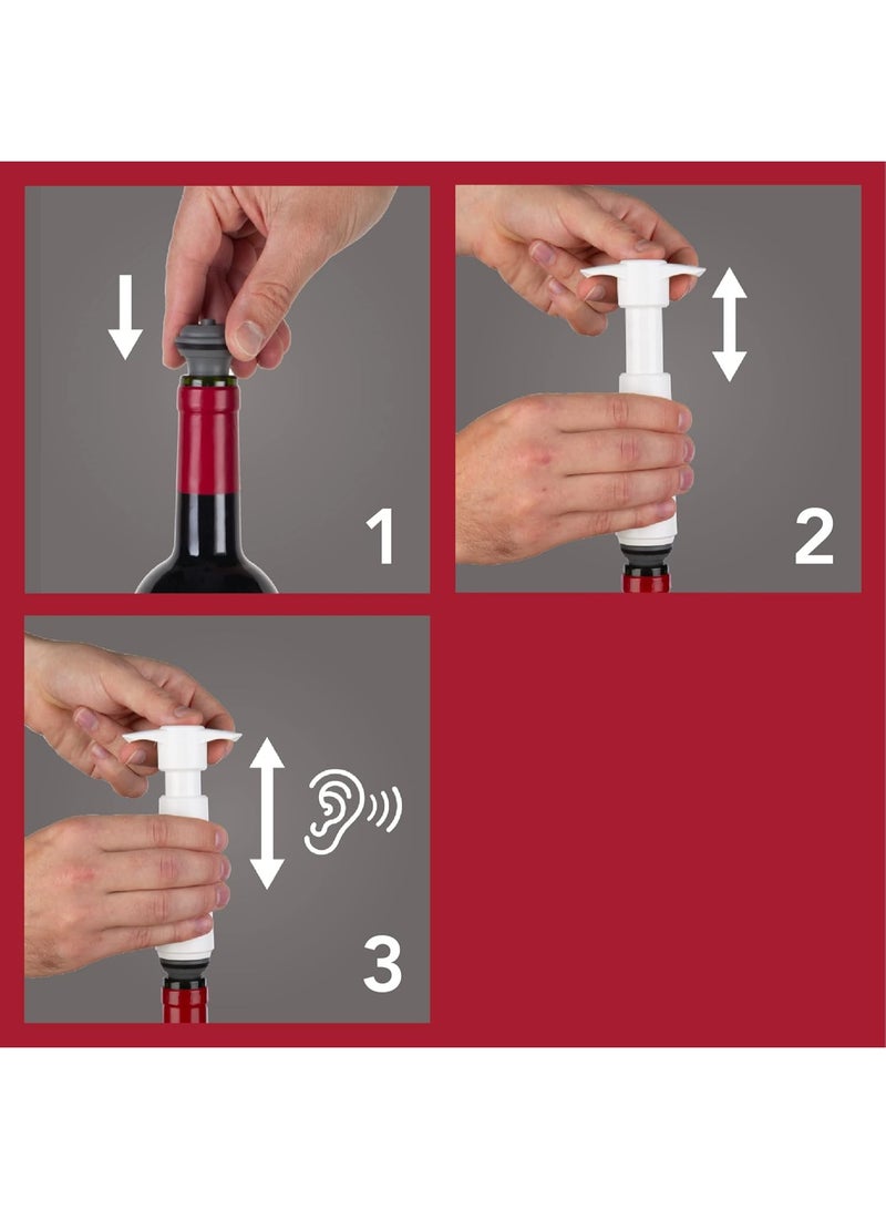 Vacu Vin Vacu Vin Wine Saver Pump White with Vacuum Stopper Grey- Quality Airtight Seal for Opened Bottles to Preserve the Freshness Up to 10 Days - Easy to Use Perfect for Every Occasion - Image 5