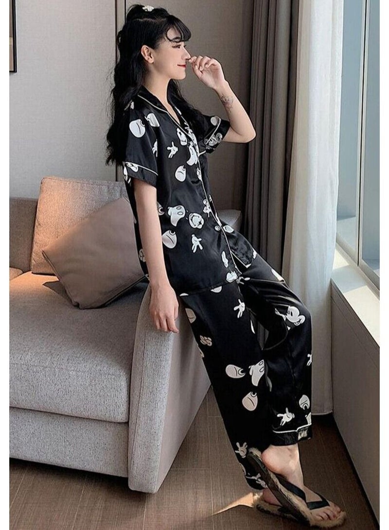 DubaiGallery Women's Collared Neck With Short Sleeve Pyjama Set - Image 3