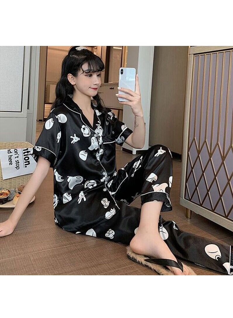 DubaiGallery Women's Collared Neck With Short Sleeve Pyjama Set - Image 4