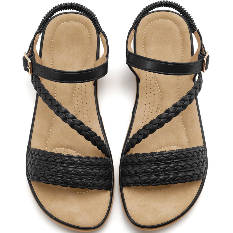 Aomigoct Dressy Womens Sandals Summer: Comfortable Strappy Flats Sandals Women - Casual Walking Woman Shoes - Image 1