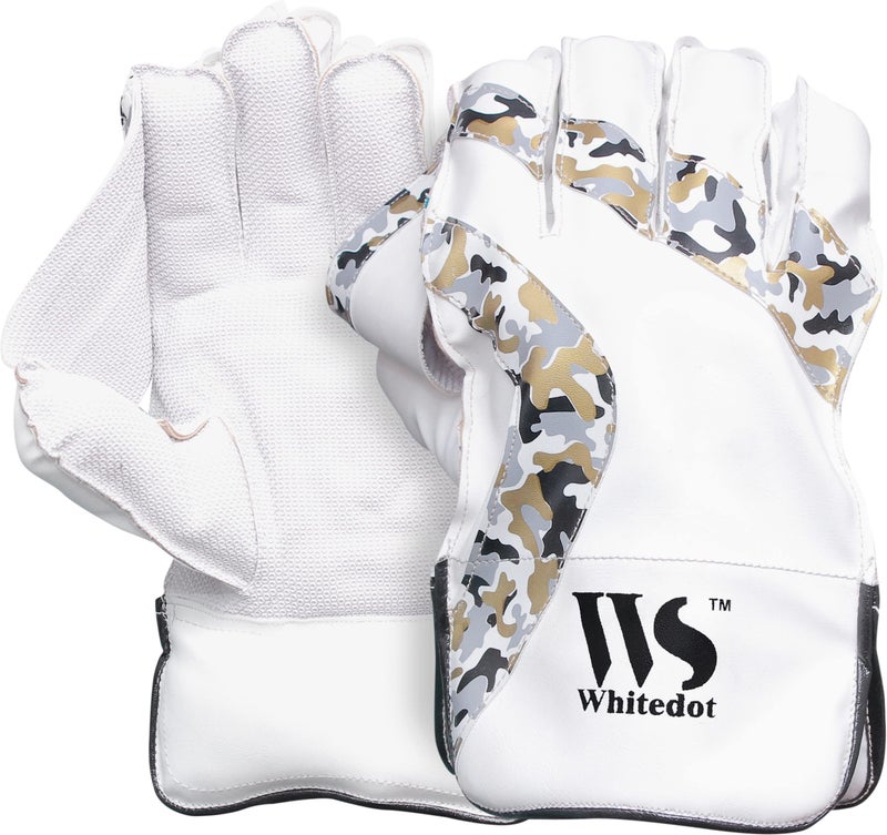 WHITEDOT Sports Rubber Whitedot Camo Wicket Keeping Gloves (Boys/Small), Cricket - Image 2