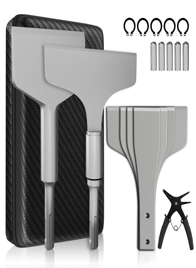 CSOOM Chisel Set 2-31/32"(75mm) & 4-11/32"(110mm) with SDS Plus Shanks, 40Cr Steel Tool Kit, Includes 4 Replacement Blades and Premium Storage Case for Tile, Concrete, Masonry, and Home Improvement - Image 1