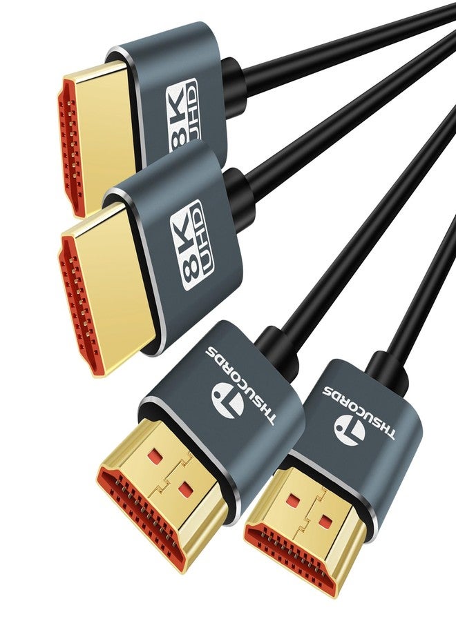 Thsucords Ultra Thin 8K 4K HDMI Cables 0.5M 2 Pack, Slim & Flexible Soft High Speed HDMI 2.1 Lead Support 4K@120Hz 8K@60Hz 48Gbps Compatible with Roku TV/HDTV/PS5/Blu-ray - Image 1